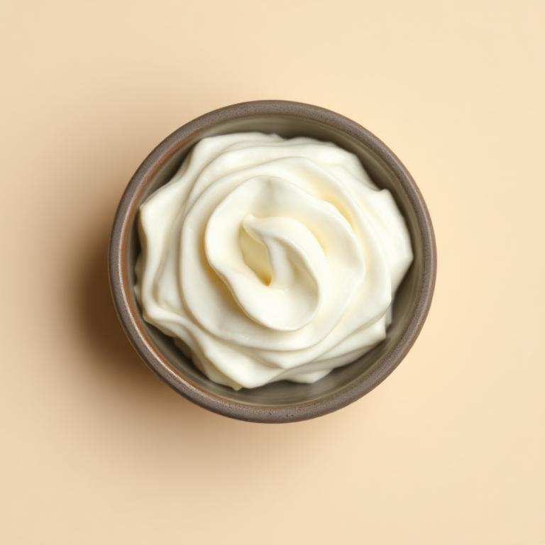 Whipped white tallow in a small stoneware bowl